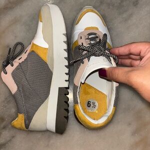 Bershka Women's Sneakers in Yellow, Gray, and White